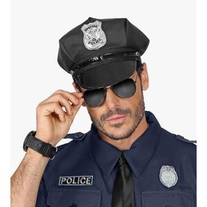 Black Police Officer Costume Hat